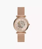 Carlie Automatic Rose Gold-Tone Stainless Steel Mesh Watch