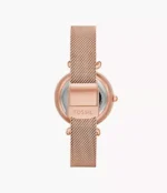 Carlie Mini Automatic Rose Gold-Tone Stainless Steel Mesh Watch
