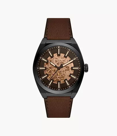 Everett Automatic Dark Brown LiteHide™ Leather Watch
