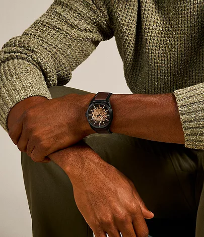 Everett Automatic Dark Brown LiteHide™ Leather Watch