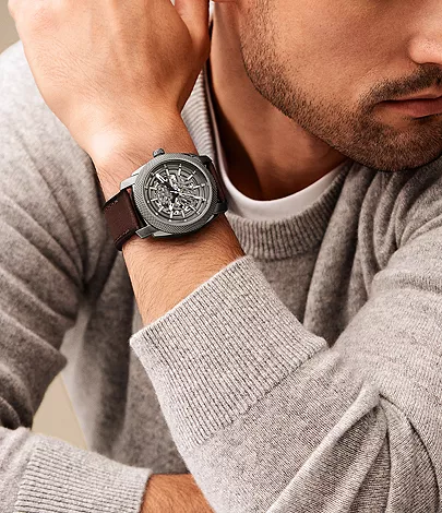 Machine Automatic Brown LiteHide™ Leather Watch